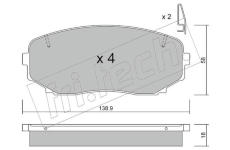 Sada brzdových destiček, kotoučová brzda fri.tech. 889.0