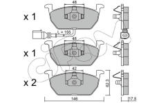 Sada brzdových destiček, kotoučová brzda CIFAM 822-1028-0