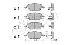 Sada brzdových destiček, kotoučová brzda CIFAM 822-1154-0