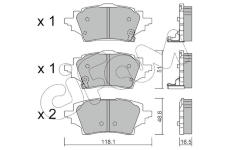 Sada brzdových destiček, kotoučová brzda CIFAM 822-1228-0