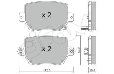 Sada brzdových destiček, kotoučová brzda CIFAM 822-1334-0