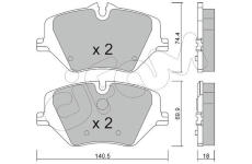 Sada brzdových destiček, kotoučová brzda CIFAM 822-1354-0