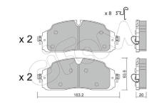 Sada brzdových destiček, kotoučová brzda CIFAM 822-1431-0