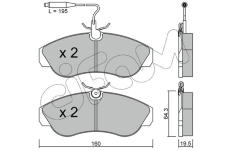 Sada brzdových destiček, kotoučová brzda CIFAM 822-155-0