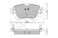 Sada brzdových destiček, kotoučová brzda CIFAM 822-319-0