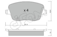 Sada brzdových destiček, kotoučová brzda CIFAM 822-547-0