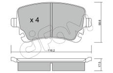 Sada brzdových destiček, kotoučová brzda CIFAM 822-554-2