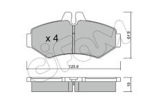 Sada brzdových destiček, kotoučová brzda CIFAM 822-572-0