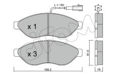 Sada brzdových destiček, kotoučová brzda CIFAM 822-708-0
