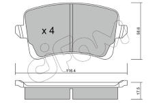 Sada brzdových destiček, kotoučová brzda CIFAM 822-776-0