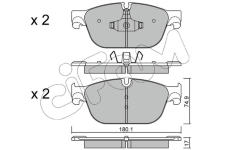 Sada brzdových destiček, kotoučová brzda CIFAM 822-854-0