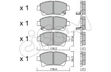 Sada brzdových destiček, kotoučová brzda CIFAM 822-877-0