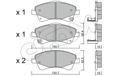 Sada brzdových destiček, kotoučová brzda CIFAM 822-878-0
