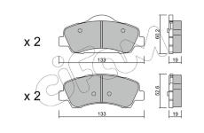 Sada brzdových destiček, kotoučová brzda CIFAM 822-982-0