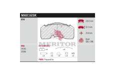 Sada brzdových destiček, kotoučová brzda MERITOR MAX165K
