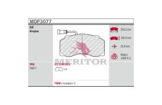 Sada brzdových destiček, kotoučová brzda MERITOR MDP3077