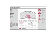 Sada brzdových destiček, kotoučová brzda MERITOR MDP3087KP