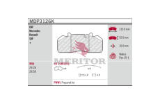 Sada brzdových destiček, kotoučová brzda MERITOR MDP3126K