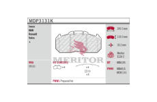 Sada brzdových destiček, kotoučová brzda MERITOR MDP3131K