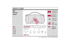 Sada brzdových destiček, kotoučová brzda MERITOR MDP3148K