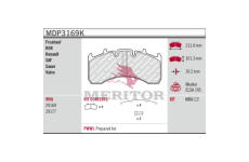 Sada brzdových destiček, kotoučová brzda MERITOR MDP3169K