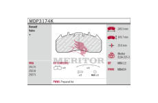 Sada brzdových destiček, kotoučová brzda MERITOR MDP3174K