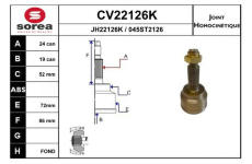 Sada kloubů, hnací hřídel EAI CV22126K