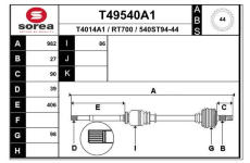 Hnací hřídel EAI T49540A1