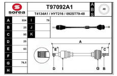 Hnací hřídel EAI T97092A1