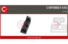 Spínač, zvedací zařízení oken CASCO CWR86011AS