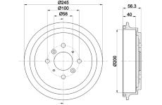 Brzdový buben HELLA PAGID 8DT 355 300-571