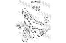 Napínací kladka, žebrovaný klínový řemen FEBEST 2187-TKE