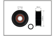 Vratná/vodicí kladka, klínový žebrový řemen CAFFARO 84-91