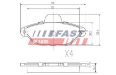 Sada brzdových destiček, kotoučová brzda FAST FT29005