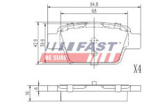 Sada brzdových destiček, kotoučová brzda FAST FT29147