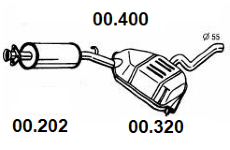 Stredný tlmič výfuku NOVAK 00.400
